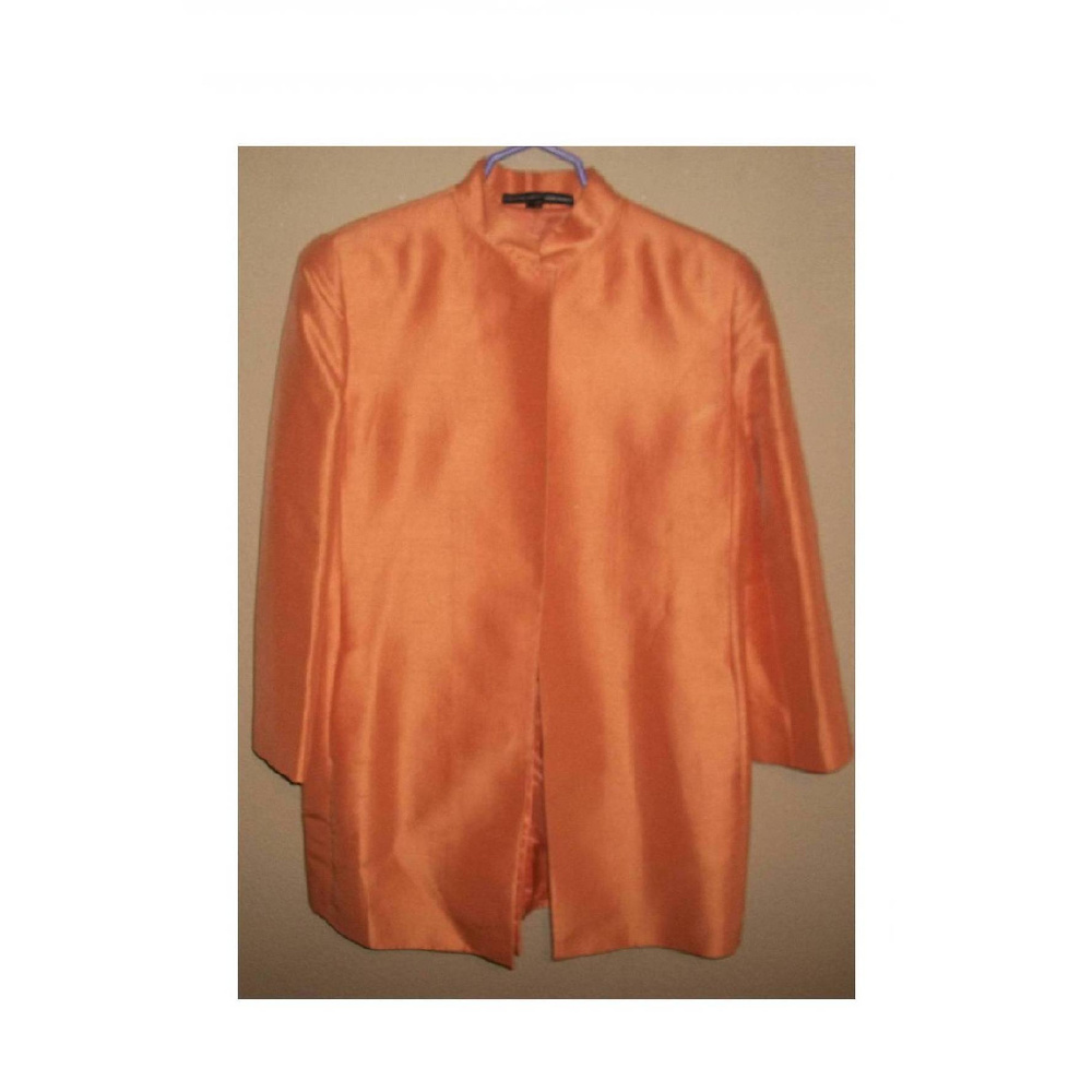 Ellen Tracy Vintage Nineties Peach Thai-Silk Open Long Sleeve Jacket